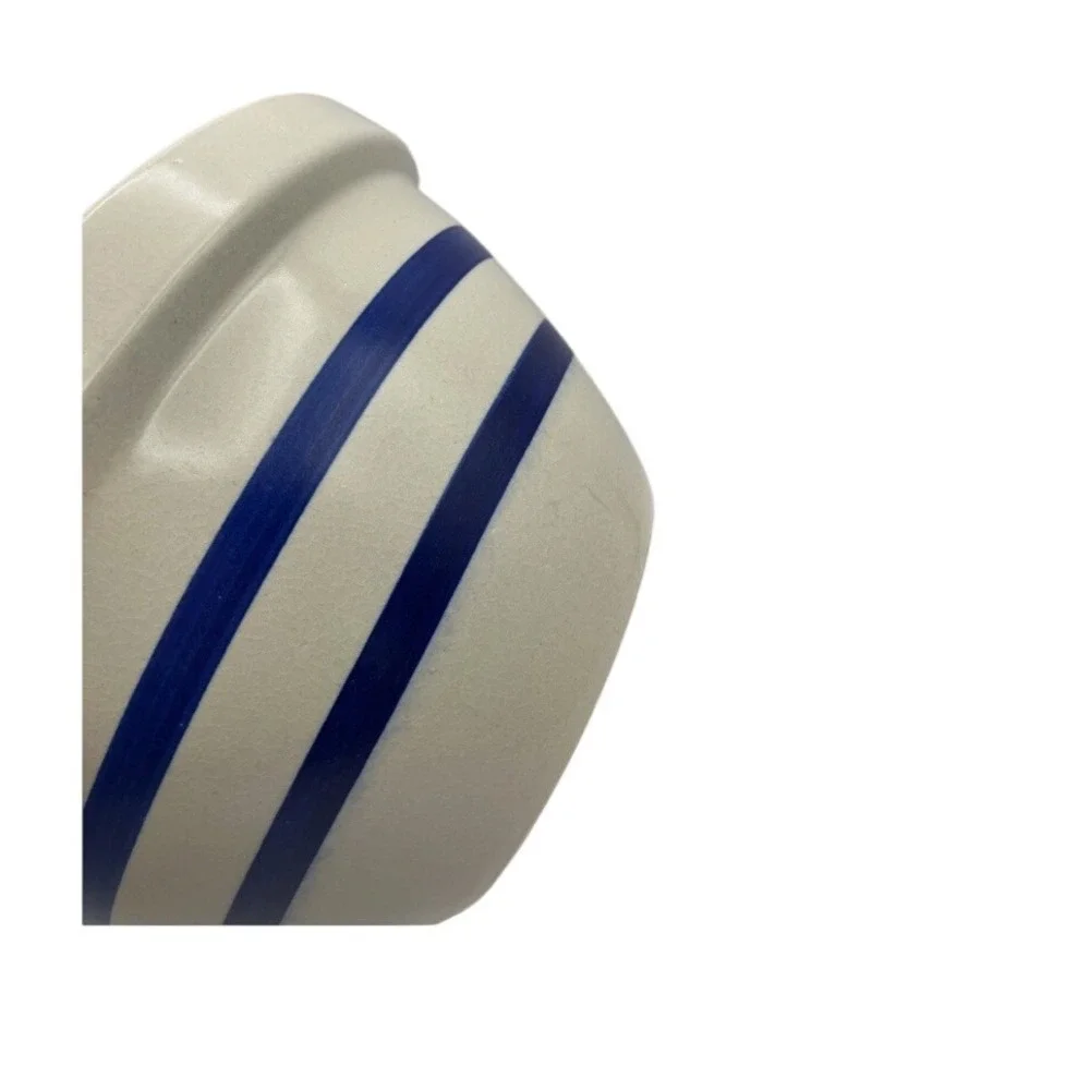 Robinson Ransbottom Stoneware Mixing Bowl Blue‎ Stripes 2.5 Qt USA